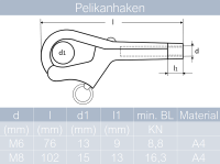 Pelikanhaken Edelstahl A4
