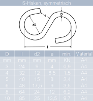 S-Haken Edelstahl A4