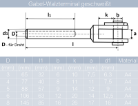 Gabel-Walzterminal f&uuml;r D=3 bis D=12 geschwei&szlig;t, Edelstahl A4