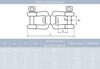 Wirbel D=5 bis D=10 Gabel/Gabel Edelstahl A4