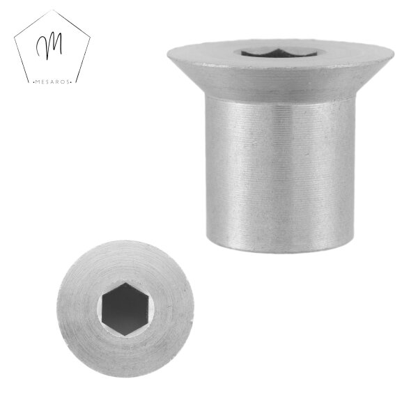 5 St&uuml;ck H&uuml;lsenmuttern M16 X 25 mit Senkkopf u. Innensechskant Edelstahl A1
