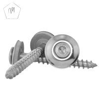 100 St&uuml;ck Spenglerschrauben 4,5 X 30 mit U-Scheibe (20mm) und Innensechsrund &auml;hnl. DIN 7995 Edelstahl A2