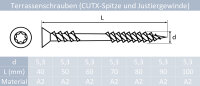 Terrassenschrauben Schneidkerbe u. Senkkopf Edelstahl A2