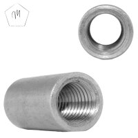 10 St&uuml;ck Gewindemuffen M8 X 20 (D=11) rund, Edelstahl A2