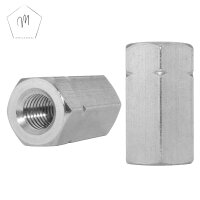 10 St&uuml;ck Gewindemuffen M8 X 50 (SW13) Sechskant, Edelstahl A2