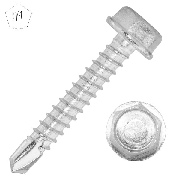 Bohrschrauben 3,5 X 9,5 bis 6,3 X 150 mit Sechskantkopf und Bund, Form K DIN 7504 Edelstahl A2