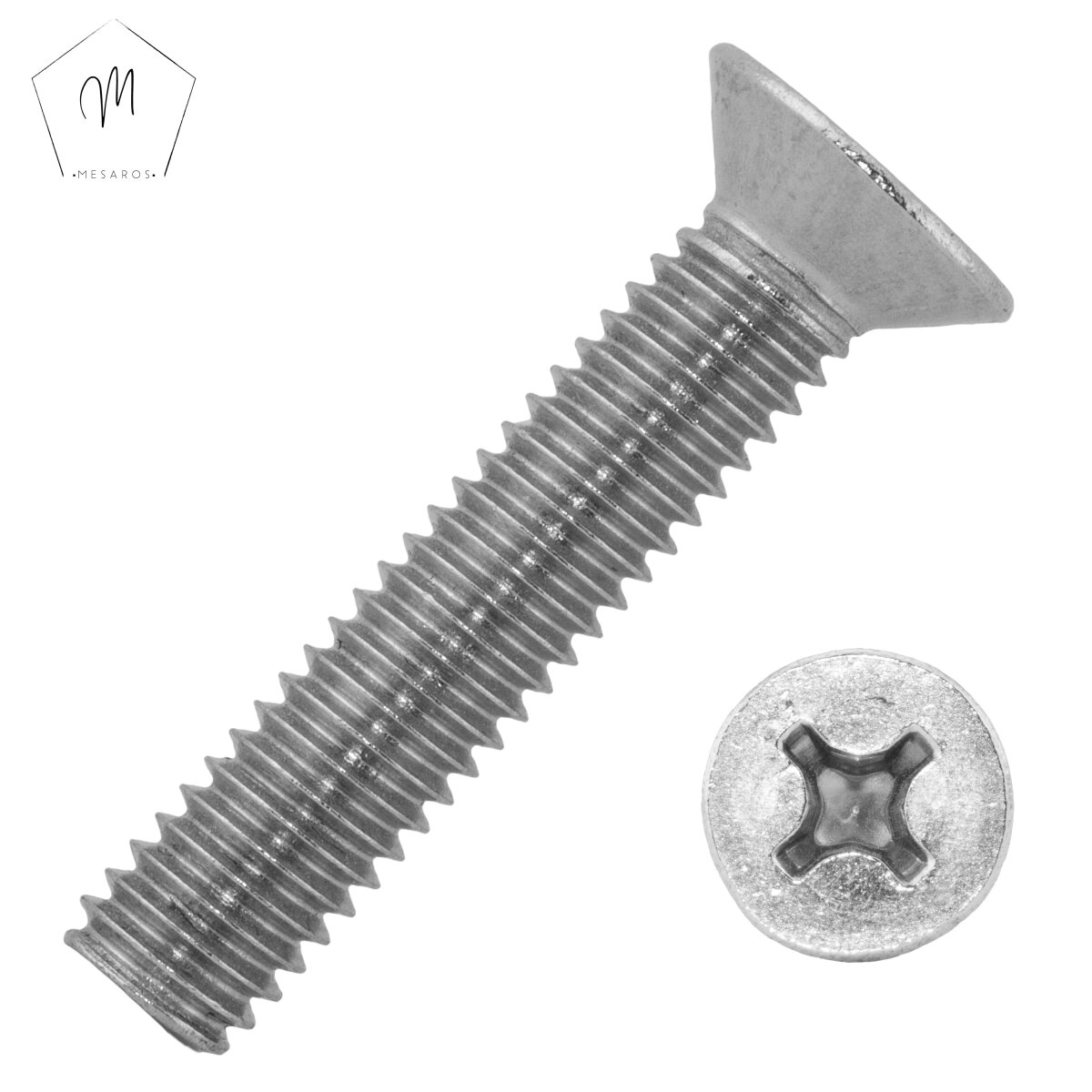 M10 A2 Edelstahl Senkkopf-Schraube Senkkopfschrauben mit Kreuzschlitz M1 