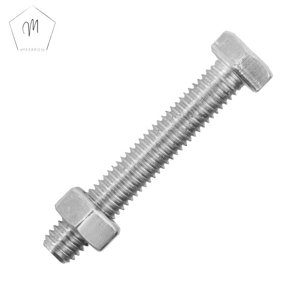 Sechskantschrauben M2,5 X 5 bis M16 X 200 mm DIN 933 Edelstahl A2 und Sechskantmuttern M2,5 bis M16 DIN 934 Edelstahl A2