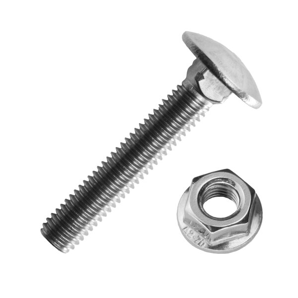 Schlossschrauben DIN 603 Edelstahl A2 mit Flanschmuttern DIN 6923