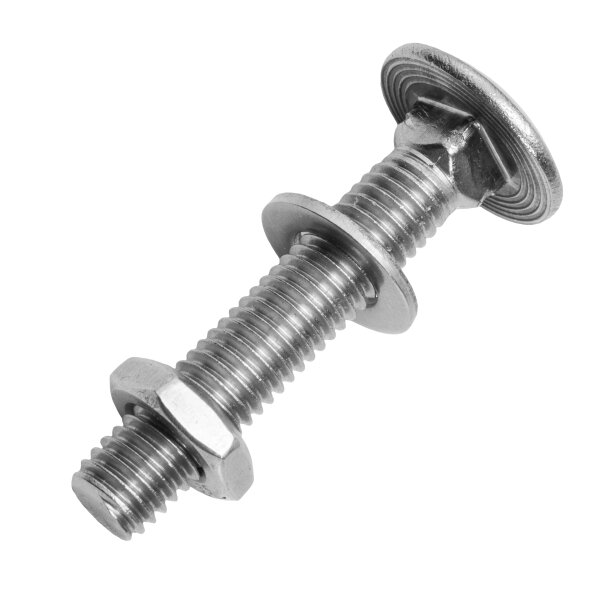 20 St&uuml;ck Schlossschrauben M8 X 50/50 DIN 603 Edelstahl A2 und Sechskantmuttern M8 niedr. Form DIN 439 Edelstahl A2 und Unterlegscheiben 8,4 (M8) DIN 125 Edelstahl A2