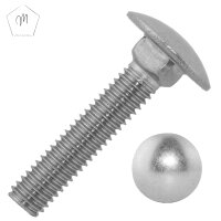 Schlossschrauben M5 X 12/12 bis M16 X 150/150 DIN 603 Edelstahl A2 und Sechskantmuttern M5 bis M16 niedr. Form, selbstsichernd, Polyamidklemmteil DIN 985 Edelstahl A2 und Unterlegscheiben 5,3 (M5) bis 17 (M16) DIN 125 Edelstahl A2