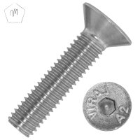 Senkkopfschrauben M3 X 4/4 bis M12 X 150/150 mit Innensechskant DIN 7991 Edelstahl A2 und Fl&uuml;gelmuttern M3 bis M12 amerik. Form &auml;hnl. DIN 315 Edelstahl A2