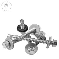 Bohrschrauben 5,5 X 19 bis 5,5 X 70 mit Sechskantkopf, Bund u. Dichtscheibe (16mm), Form K DIN 7504 Edelstahl A2